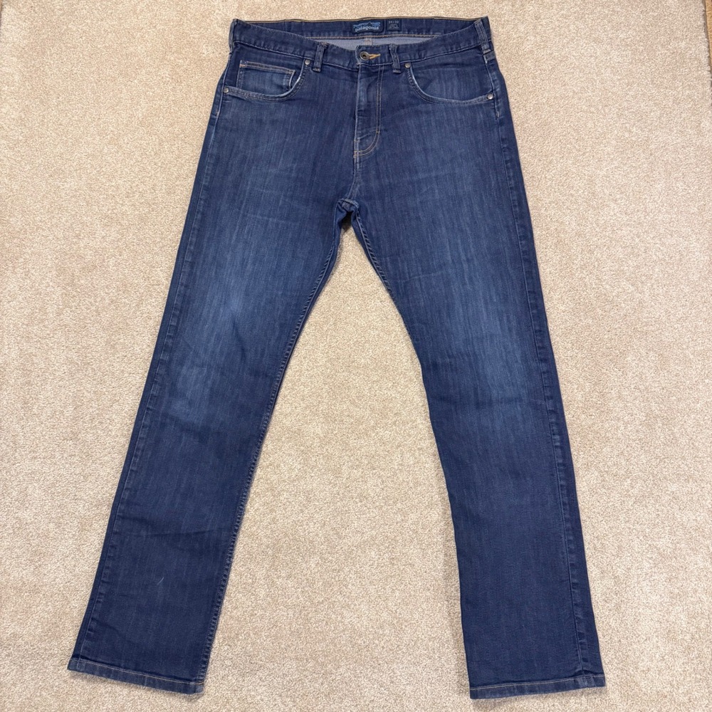 Patagonia Jeans Mens 34x31 Blue Straight Fit Stretch Organic Cotton STY56025